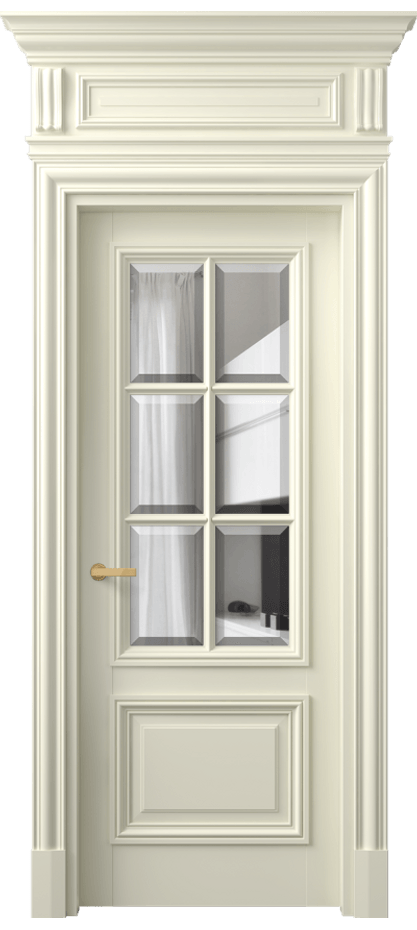 Межкомнатная дверь Антик 7312 Матовый молочно-белый Прозрачное стекло с фацетом Цена 218051 ₽ | Volhovec