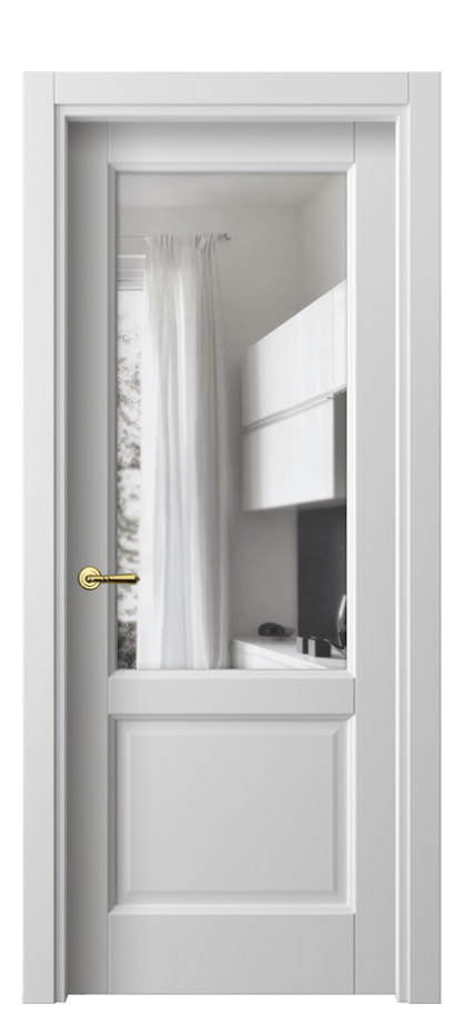 Межкомнатная дверь Галант 1422 Матовый белоснежный Прозрачное стекло Цена 51930 ₽ | Volhovec