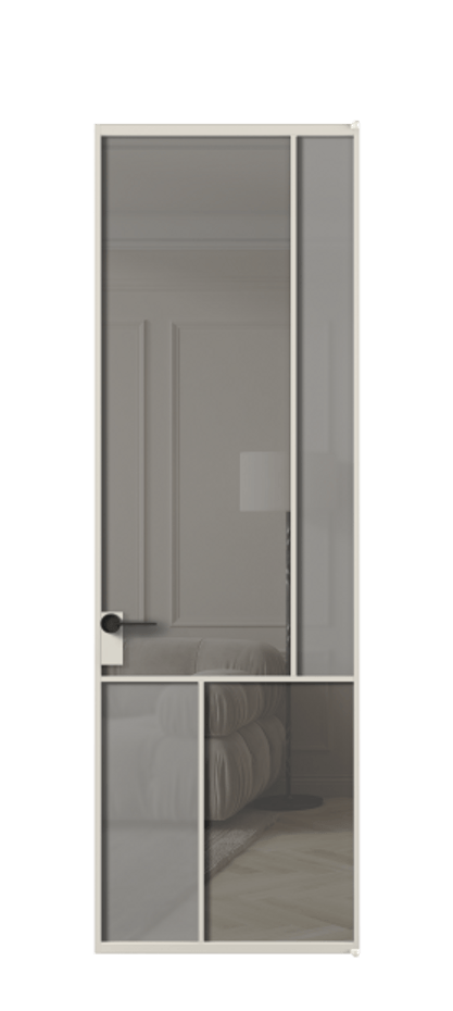 Межкомнатная дверь Mosaic АЛПЛ041.21 Алюминий облачно-серый Сатинированное серое стекло, триплекс, 6 мм + Прозрачное серое стекло, триплекс Цена 140550 ₽ | Volhovec