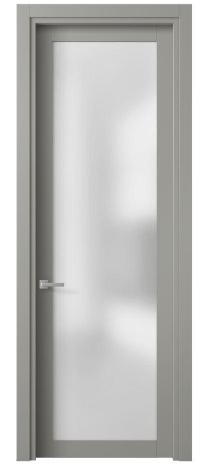 Межкомнатная дверь Планум 2102 Матовый нейтральный серый Сатинированное стекло Цена 55660 ₽ | Volhovec