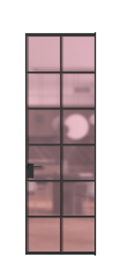 Алюминиевая дверь АЛПЛ040.05 Алюминий Черный Сатинированное розовое стекло, триплекс Цена 149700  | Volhovec