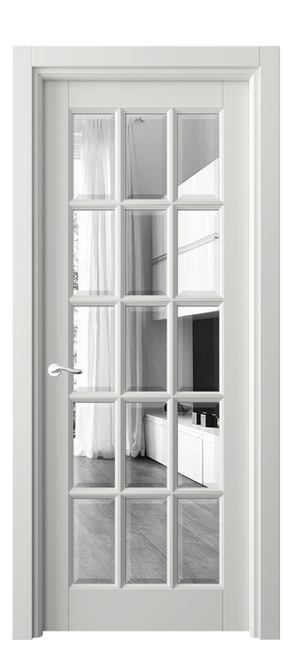 Межкомнатная дверь Лигнум 0708 Матовый светло-серый Двустороннее зеркало с фацетом, триплекс Цена 146760 ₽ | Volhovec