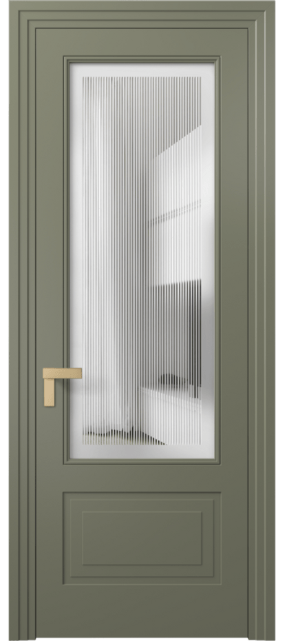 Межкомнатная дверь Rocca 8342 Матовый оливковый тёмный Сатинированное с гравировкой "Каннелюры", триплекс Цена 86371 ₽ | Volhovec