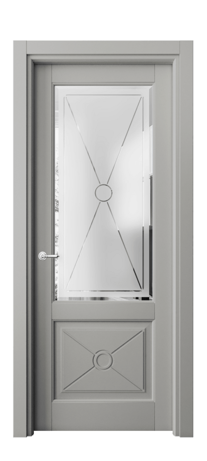 Межкомнатная дверь Тоскана Литера 6362 Матовый нейтральный серый Сатинированное стекло с гравировкой «LITERA» Цена 127440 ₽ | Volhovec