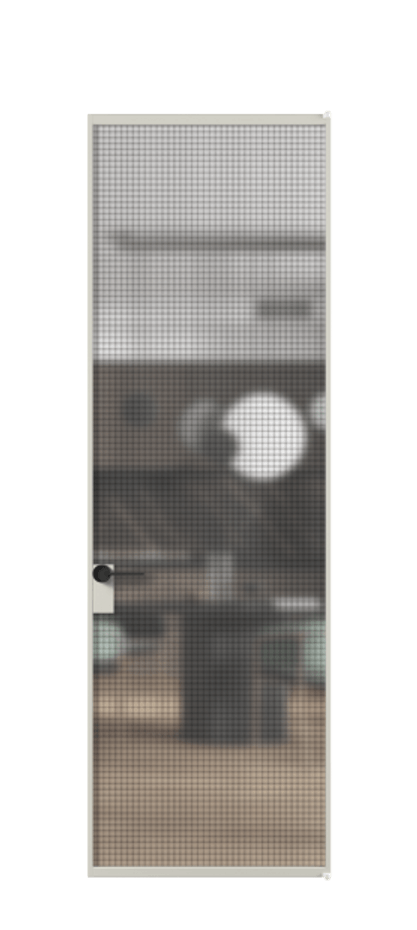 Алюминиевая дверь АЛПЛ040.01 Алюминий тёплый серый Декоративное стекло с сеткой "Mesh silver", триплекс Цена 138130  | Volhovec