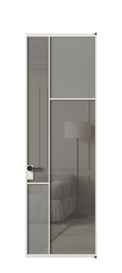 Межкомнатная дверь Mosaic АЛПЛ041.11 Алюминий серый Сатинированное серое стекло, триплекс, 6 мм + Прозрачное серое стекло, триплекс Цена 140550 ₽ | Volhovec