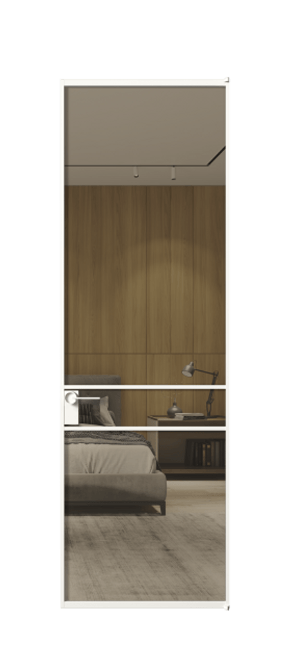 Алюминиевая дверь АЛПЛ040.02 Алюминий Белый Рефлективное бронзовое стекло "Stopsol", калёное Цена 161670  | Volhovec