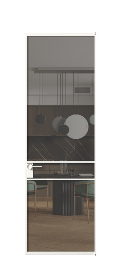 Алюминиевая дверь АЛПЛ040.02 Алюминий Белый Прозрачное серое стекло, триплекс Цена 152870  | Volhovec