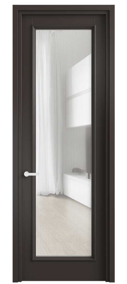 Межкомнатная дверь Шарм 6702 Матовый антрацит Рифлёное стекло "Дюна", триплекс Цена 109890 ₽ | Volhovec
