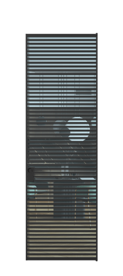 Алюминиевая дверь АЛПЛ040.07 Алюминий Черный Прозрачное голубое стекло, триплекс Цена 229890  | Volhovec