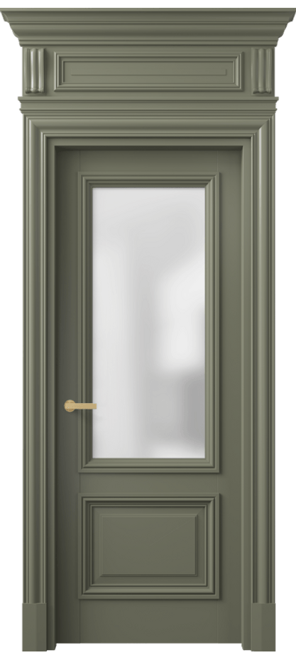 Межкомнатная дверь Антик 7302 Матовый оливковый тёмный Сатинированное стекло Цена 192371 ₽ | Volhovec