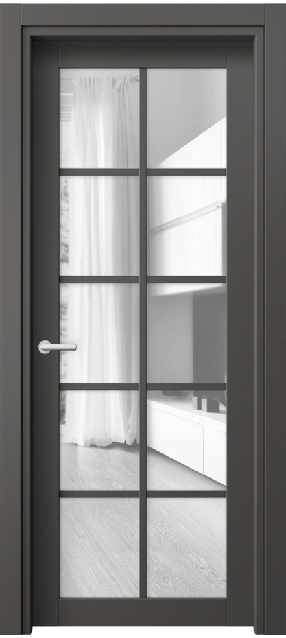 Межкомнатная дверь Нео 2106 ПЭТ графитовый Прозрачное стекло, триплекс Цена 37130 ₽ | Volhovec