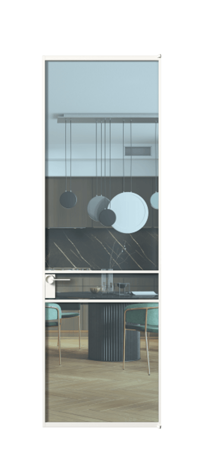 Алюминиевая дверь АЛПЛ040.02 Алюминий Белый Прозрачное голубое стекло, триплекс Цена 152870  | Volhovec