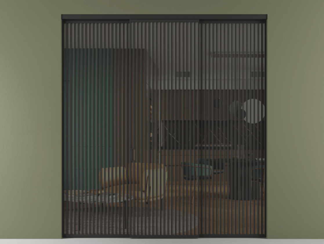 Перегородка Formato внутри проёма 3 створки АЛПР 040.06 Алюминий Черный Прозрачное серое стекло, триплекс Цена 617650 ₽ | Volhovec