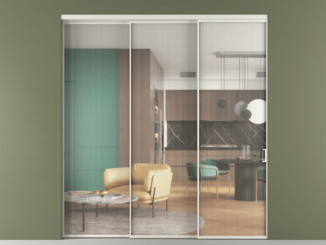 Перегородка Formato внутри проёма телескопик синхро 2 АЛПР 040.01 Алюминий Белый Рифлёное стекло "Moru", триплекс. Скрытый короб БЕЛ Цена 395450 ₽ 1. Полотно 3 шт. (800/2100 мм)
2. Комплект установки раздвижной системы
3. Базовый комплект фурнитуры
4. Комплект фурнитуры телескопик синхро-2
5.Ручка RONDO
. Фабрика дверей Волховец 8 (800) 551 43 19 Перегородка Formato внутри проёма телескопик синхро 2 АЛПР 040.01 Алюминий Белый Рифлёное стекло "Moru", триплекс Цена 395450 ₽ | Volhovec