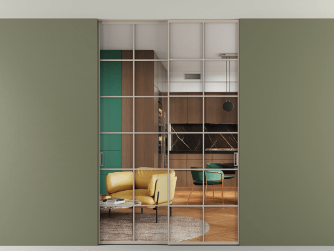 Перегородка Formato внутри проёма скрытое крепление в потолок 2 створки АЛПР 040.05 Алюминий бисквитный Прозрачное стекло "Crystal Vision", калёное. Цена 354950 ₽ 1. Полотно 2 шт. (800/2100 мм)
2. Комплект установки раздвижной системы
3. Базовый комплект фурнитуры
4. Ручка RONDO. Фабрика дверей Волховец 8 (800) 551 43 19 Перегородка Formato внутри проёма скрытое крепление в потолок 2 створки АЛПР 040.05 Алюминий бисквитный Прозрачное стекло "Crystal Vision", калёное Цена 354950 ₽ | Volhovec