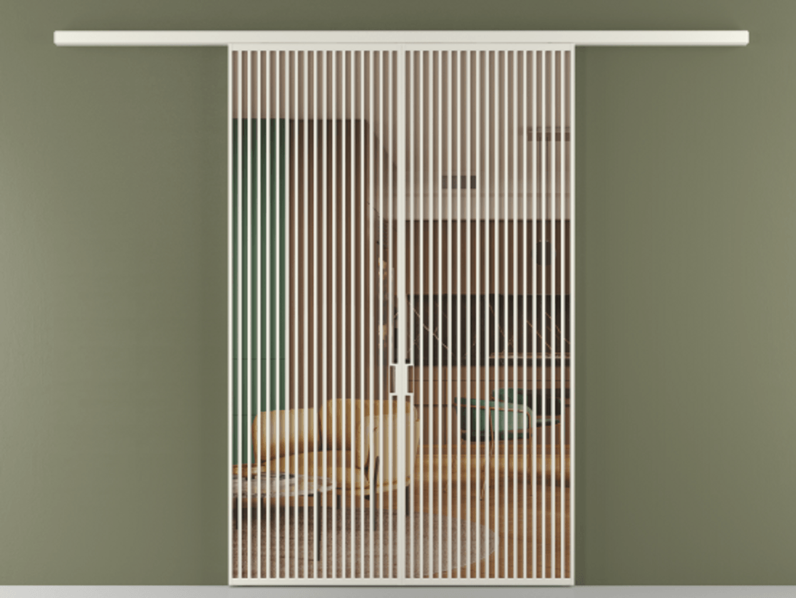 Перегородка Формато вдоль стены 2 створки АЛПР 040.06 Алюминий Белый Прозрачное оранжевое стекло, триплекс Цена 413260 ₽ | Volhovec