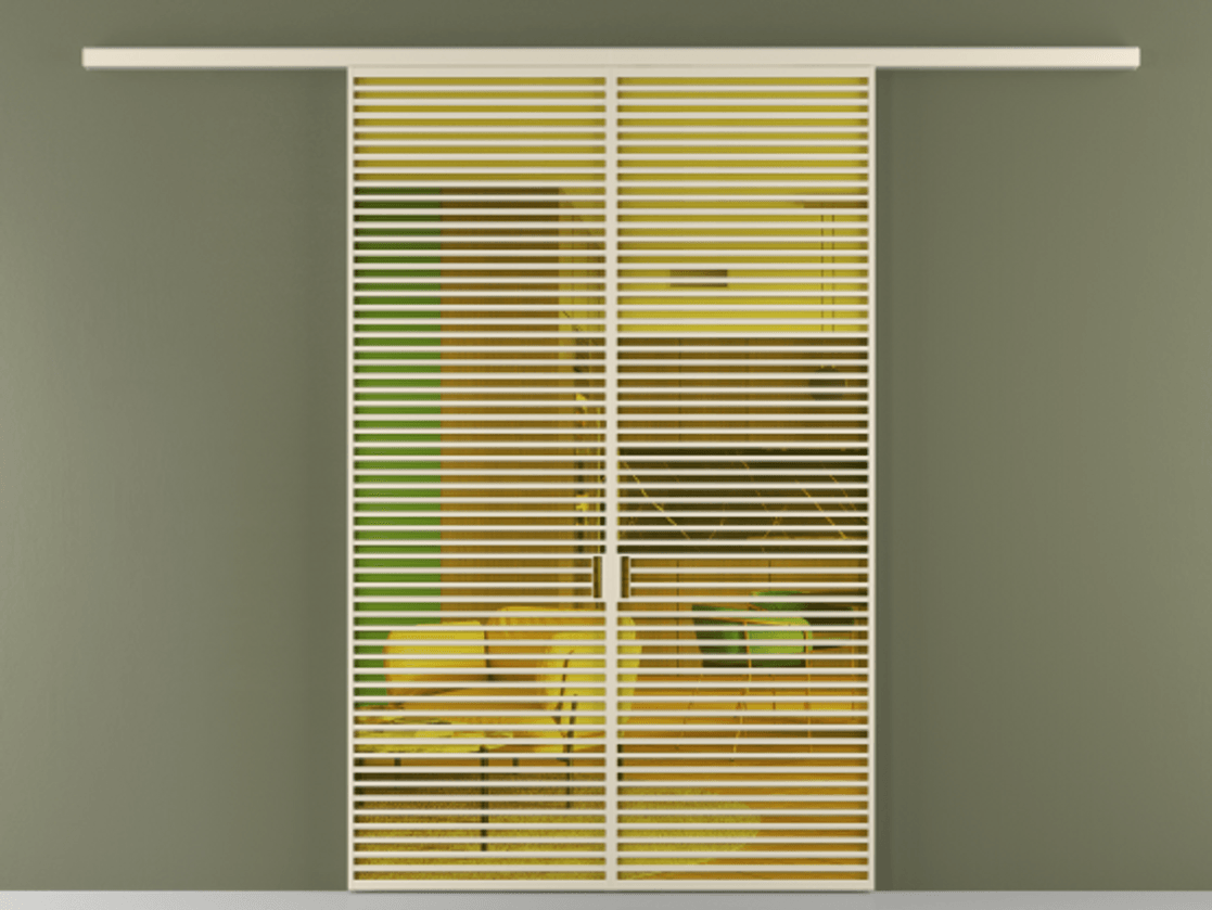 Перегородка Formato вдоль стены 2 створки АЛПР 040.07 Алюминий бежево-серый Прозрачное жёлтое стекло, триплекс Цена 429000 ₽ | Volhovec