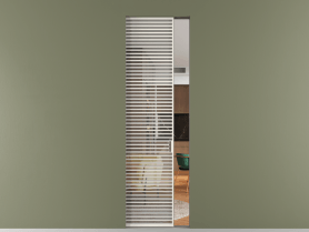 Алюминевая перегородка skr1_07_ Алюминий пудровый белый Stopsol Clear. Цвет Алюминий пудровый белый. Материал Алюминий в эмали. Коллекция Перегородка Formato скрытый пенал одностворчатая. Картинка.