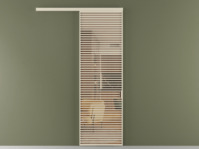 Алюминевая перегородка vd1_07_ Алюминий бежево-серый Прозрачное оранжевое стекло, триплекс, 6мм. Цвет Алюминий бежево-серый. Материал Алюминий в эмали. Коллекция Перегородка Formato вдоль стены одностворчатая. Картинка.