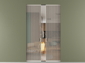 Алюминевая перегородка skr2_06_ Алюминий пудровый белый Бронза прозрачное. Цвет Алюминий пудровый белый. Материал Алюминий в эмали. Коллекция Перегородка Formato скрытый пенал двустворчатая. Картинка.