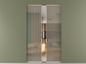 Алюминевая перегородка skr2_06_ Алюминий бежево-серый Бронза прозрачное. Цвет Алюминий бежево-серый. Материал Алюминий в эмали. Коллекция Перегородка Formato скрытый пенал двустворчатая. Картинка.