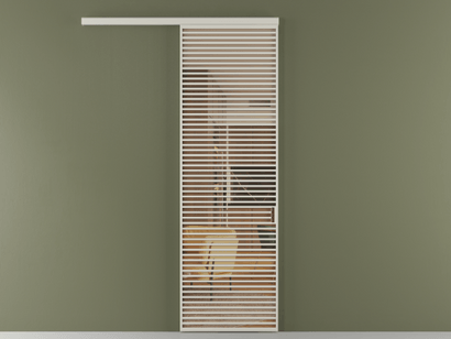 Алюминевая перегородка vd1_07_ Алюминий тёплый серый Прозрачное оранжевое стекло, триплекс, 6мм. Цвет Алюминий тёплый серый. Материал Алюминий в эмали. Коллекция Перегородка Formato вдоль стены одностворчатая. Картинка.