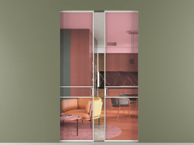 Алюминевая перегородка АЛПР 040.02 МЖМ ПРОЗ РОЗ. Цвет Алюминий жемчужный. Материал Алюминий в эмали. Коллекция Перегородка Formato скрытый пенал двустворчатая. Картинка.