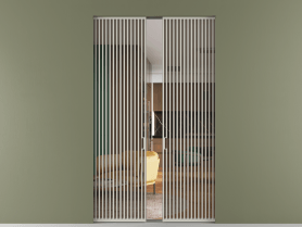 Алюминевая перегородка skr2_06_ Алюминий тёплый серый Бронза прозрачное. Цвет Алюминий тёплый серый. Материал Алюминий в эмали. Коллекция Перегородка Formato скрытый пенал двустворчатая. Картинка.