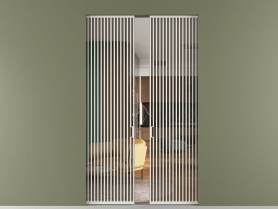 Алюминевая перегородка skr2_06_ Алюминий светло-серый Бронза прозрачное. Цвет Алюминий светло-серый. Материал Алюминий в эмали. Коллекция Перегородка Formato скрытый пенал двустворчатая. Картинка.