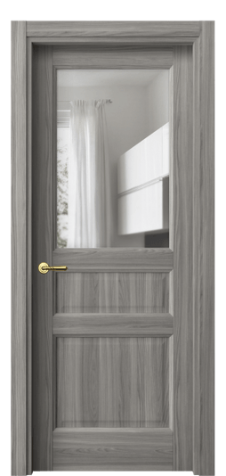 Дверь межкомнатная 1432 ИМЯ Прозрачное стекло. Цвет Имбирный ясень. Материал Ciplex ламинатин. Коллекция Galant. Картинка.