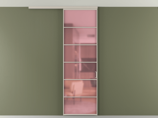 Алюминевая перегородка АЛПР 040.04_АСБЖ_САТ РОЗ_new. Цвет Алюминий светло-бежевый. Материал Алюминий в эмали. Коллекция Перегородка Formato вдоль стены на потолок 1 створка. Картинка.