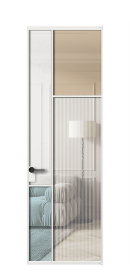 Дверь межкомнатная АЛПЛ041.11 АБЛ 4 стекла. Цвет Алюминий белоснежный. Материал Алюминий в эмали. Коллекция Mosaic. Картинка.