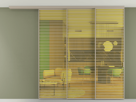 Алюминевая перегородка АЛПР 040.07_АБСК_ПРОЗ ЖЕЛ_new. Цвет Алюминий бисквитный. Материал Алюминий в эмали. Коллекция Перегородка Formato вдоль стены на потолок 3 створки с синхронным механизмом. Фото. Алюминевая перегородка АЛПР 040.07_АБСК_ПРОЗ ЖЕЛ_new. Цвет Алюминий бисквитный. Материал Алюминий в эмали. Коллекция Перегородка Formato вдоль стены на потолок 3 створки с синхронным механизмом. Картинка.