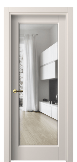 Дверь межкомнатная 1402 ПЭТБ Прозрачное стекло. Цвет ПЭТ тёплый-белый. Материал ПЭТ. Коллекция Galant. Картинка.