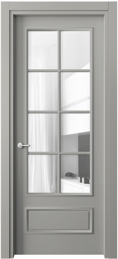 Межкомнатная дверь 8112 МНСР Прозрачное стекло. Цвет Матовый нейтральный серый. Материал Гладкая эмаль. Коллекция Paris. Фото. Дверь межкомнатная 8112 МНСР Прозрачное стекло. Цвет Матовый нейтральный серый. Материал Гладкая эмаль. Коллекция Paris. Картинка.