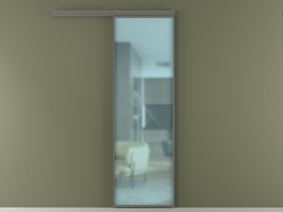 Алюминевая перегородка АЛПР 040.01_АКЛС_САТ ГОЛ_new. Цвет Алюминий классический серый. Материал Алюминий в эмали. Коллекция Перегородка Formato вдоль стены 1 створка. Картинка.