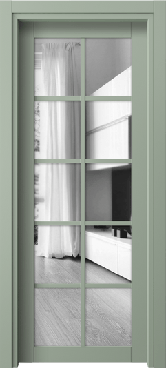 Дверь межкомнатная 2106 ПЭСО ДВ ЗЕР. Цвет ПЭТ светло-оливковый. Материал ПЭТ. Коллекция Neo. Картинка.