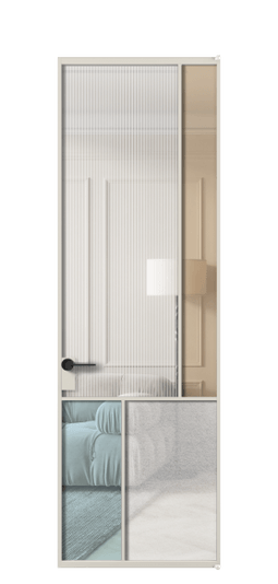 Дверь межкомнатная АЛПЛ041.21 АОС 4 стекла. Цвет Алюминий облачно-серый. Материал Алюминий в эмали. Коллекция Mosaic. Картинка.