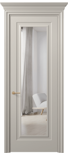 Дверь межкомнатная 8403 МСБЖ Зеркало с одной стороны. Цвет Матовый светло-бежевый. Материал Гладкая эмаль. Коллекция Mascot. Картинка.