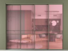 Перегородка Formato внутри проёма 4 створки с синхронным механизмом