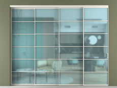 Перегородка Formato внутри проёма 4 створки с синхронным механизмом