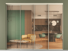 Перегородка Формато внутри проёма 4 створки с синхронным механизмом