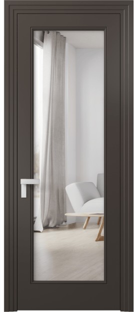 Дверь межкомнатная 8300 МАН Двустороннее зеркало. Цвет Матовый антрацит. Материал Гладкая эмаль. Коллекция Рокка. Картинка.