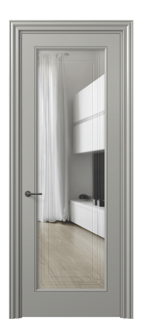 Дверь межкомнатная 8400 МНСР Прозрачное стекло с гравировкой Mascot. Цвет Матовый нейтральный серый. Материал Гладкая эмаль. Коллекция Маскот. Картинка.