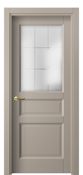 Дверь межкомнатная 1432 МБСК Сатинированное стекло лофт. Цвет Матовый бисквитный. Материал Гладкая эмаль. Коллекция Galant. Картинка.